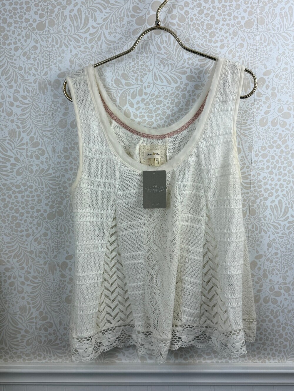 Meadow Rue by Anthropologie Ivory Carrigan Lace Swing Tank - Size - Large - NWT - Picture 2 of 6